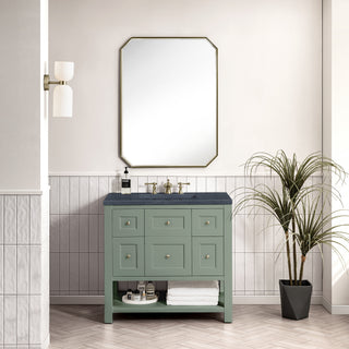 36 Inch Breckenridge Freestanding Vanity in Smokey Celadon / Charcoal Soapstone Top