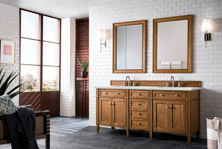 72 Inch Brittany Freestanding Vanity in Saddle Brown / Ethereal Noctis Top
