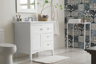 36 Inch Palisades Freestanding Vanity in Bright White / Ethereal Noctis Top