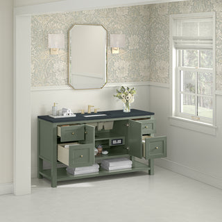 60 Inch Breckenridge Freestanding Vanity in Smokey Celadon / Charcoal Soapstone Top