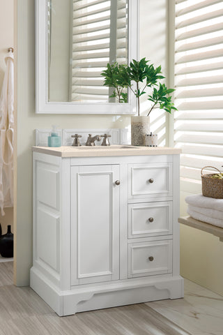 31.25 Inch De Soto Freestanding Vanity in Bright White / Eternal Marfil Top