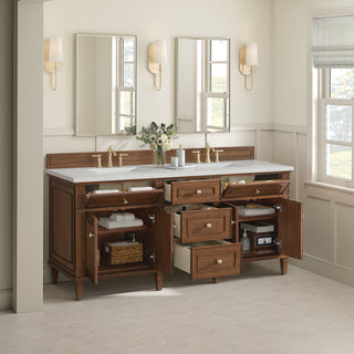 72 Inch Lorelai Freestanding Vanity in Mid-Century Walnut / Lime Delight Top