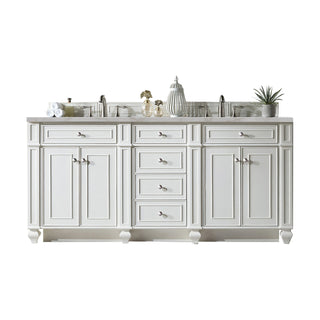 72 Inch Bristol Freestanding Vanity in Bright White / Victorian Silver Top