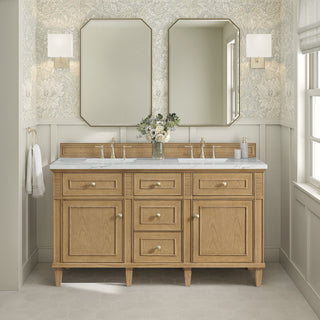 60 Inch Lorelai Freestanding Vanity in Light Natural Oak / Ethereal Noctis Top