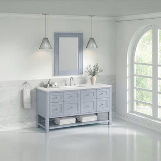60 Inch Breckenridge Freestanding Vanity in Serenity Blue / White Zeus Top