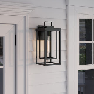 McDonough 18" High 1-Light Outdoor Wall Lantern - Powder Coated Black