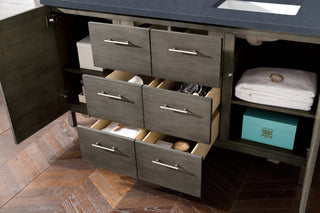 60 Inch Metropolitan Dual Mount Vanity in Silver Oak / Charcoal Soapstone Top