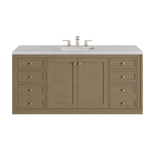 60 Inch Chicago Freestanding Vanity in Walnut Whisper / Eternal Jasmine Pearl Top