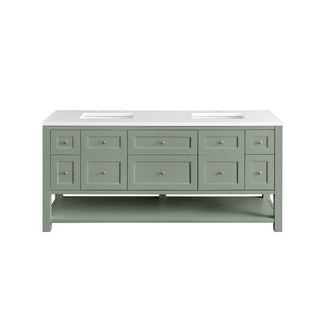 72 Inch Breckenridge Freestanding Vanity in Smokey Celadon / White Zeus Top