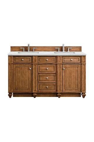 60 Inch Bristol Freestanding Vanity in Saddle Brown / Ethereal Noctis Top