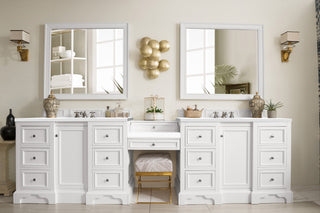 120.5 Inch De Soto Freestanding Vanity in Bright White / White Zeus Top