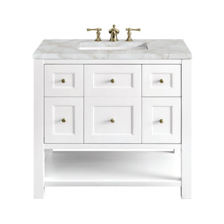 36 Inch Breckenridge Freestanding Vanity in Bright White / Victorian Silver Top