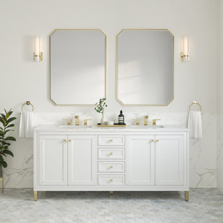72 Inch Chicago Freestanding Vanity in Glossy White / Arctic Fall Top