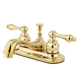 Restoration 4 Inch Centerset Bathroom Faucet in Polished Brass