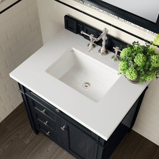 30 Inch Brittany Freestanding Vanity in Black Onyx / White Zeus Top