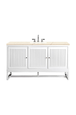 60 Inch Athens Dual Mount Vanity in Glossy White / Eternal Marfil Top