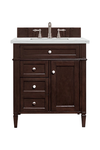 30 Inch Brittany Freestanding Vanity in Burnished Mahogany / Ethereal Noctis Top
