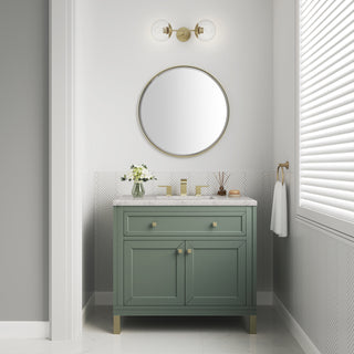36 Inch Chicago Freestanding Vanity in Smokey Celadon / Eternal Jasmine Pearl Top