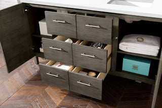 60 Inch Metropolitan Dual Mount Vanity in Silver Oak / White Zeus Top