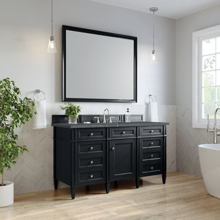 60 Inch Brittany Freestanding Vanity in Black Onyx / Parisien Bleu Top