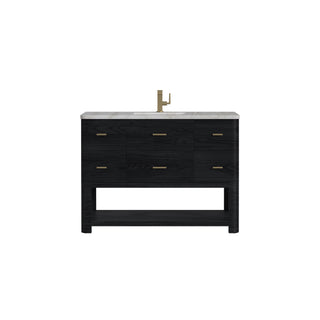 48 Inch Lucian Freestanding Vanity in Carbon Oak / Victorian Silver Top