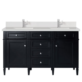 60 Inch Brittany Freestanding Vanity in Black Onyx / White Zeus Top