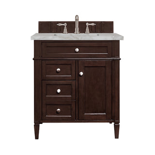 30 Inch Brittany Freestanding Vanity in Burnished Mahogany / Victorian Silver Top