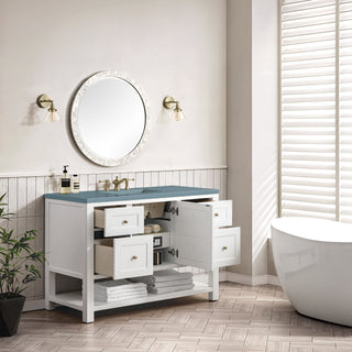 48 Inch Breckenridge Freestanding Vanity in Bright White / Cala Blue Top