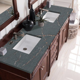 72 Inch Brittany Freestanding Vanity in Burnished Mahogany / Parisien Bleu Top
