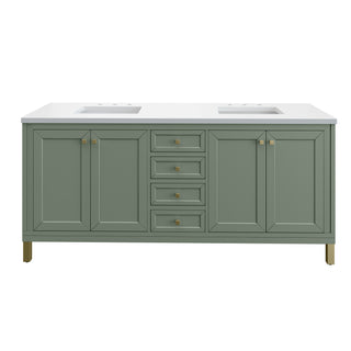 72 Inch Chicago Freestanding Vanity in Smokey Celadon / White Zeus Top