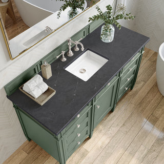60 Inch Brittany Freestanding Vanity in Smokey Celadon / Charcoal Soapstone Top