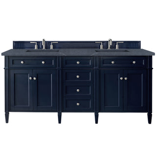 72 Inch Brittany Freestanding Vanity in Victory Blue / Charcoal Soapstone Top