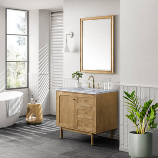 36 Inch Laurent Dual Mount Vanity in Light Natural Oak / Carrara White Top