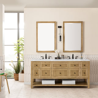 72 Inch Breckenridge Freestanding Vanity in Light Natural Oak / Ethereal Noctis Top