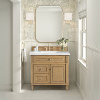 36 Inch Lorelai Freestanding Vanity in Light Natural Oak / White Zeus Top