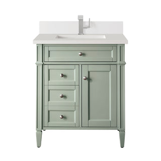 30 Inch Brittany Freestanding Vanity in Sage Green / White Zeus Top