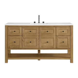 60 Inch Breckenridge Freestanding Vanity in Light Natural Oak / White Zeus Top