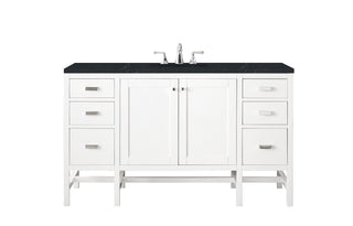 60 Inch Addison Freestanding Vanity in Glossy White / Charcoal Soapstone Top