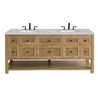 72 Inch Breckenridge Freestanding Vanity in Light Natural Oak / Victorian Silver Top