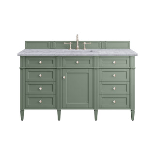 60 Inch Brittany Freestanding Vanity in Smokey Celadon / Carrara White Top