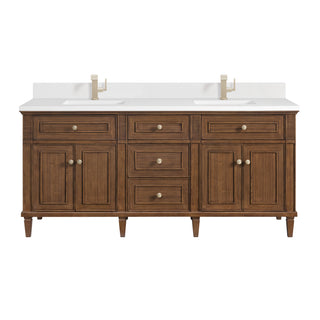 72 Inch Lorelai Freestanding Vanity in Mid-Century Walnut / White Zeus Top