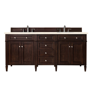 72 Inch Brittany Freestanding Vanity in Burnished Mahogany / Eternal Marfil Top