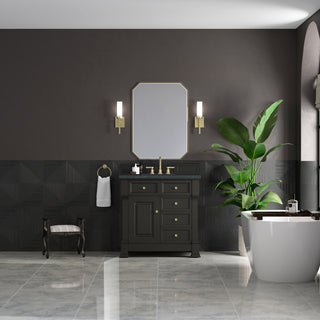36 Inch Brookfield Freestanding Vanity in Black Onyx / Charcoal Soapstone Top