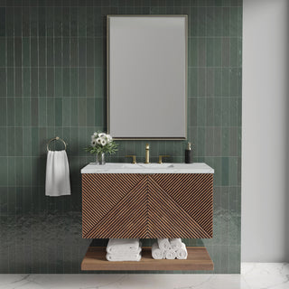 36 Inch Marcello Floating Vanity in Chestnut / Ethereal Noctis Top