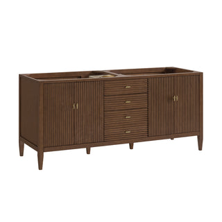72 Inch Myrrin Freestanding Vanity in Mid-Century Walnut / Parisien Bleu Top