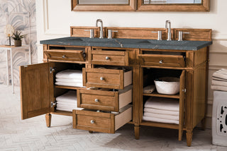 60 Inch Brittany Freestanding Vanity in Saddle Brown / Parisien Bleu Top
