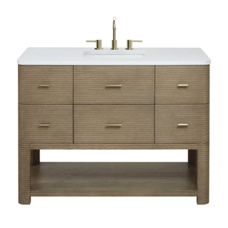 48 Inch Lucian Freestanding Vanity in Pebble Oak / White Zeus Top