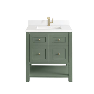 30 Inch Breckenridge Freestanding Vanity in Smokey Celadon / White Zeus Top