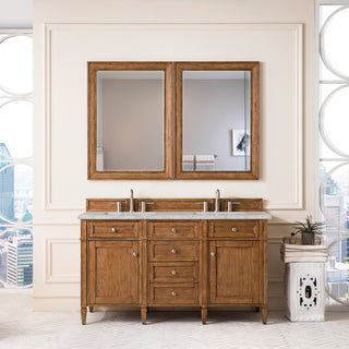 60 Inch Brittany Freestanding Vanity in Saddle Brown / Victorian Silver Top