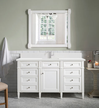 60 Inch Brittany Freestanding Vanity in Bright White / White Zeus Top